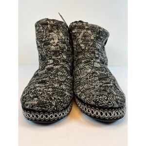 MUK LUKS Women Ebony Grey Cable Knit Slipper Boots Faux Shearling Lined XL 11-12